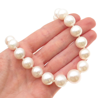 LUCAS LAMETH Sterling Silver Vintage Rhinestone Real Pearl Beaded Necklace 18"