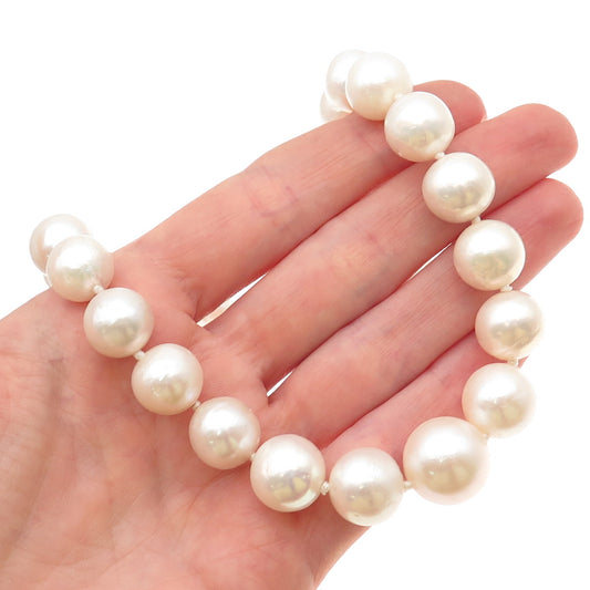 LUCAS LAMETH Sterling Silver Vintage Rhinestone Real Pearl Beaded Necklace 18"