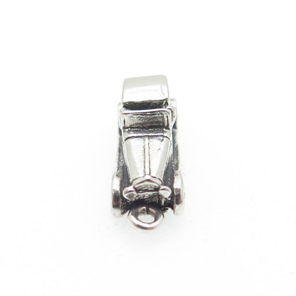 925 Sterling Silver Antique Retro Car Minimalist 3D Charm Pendant