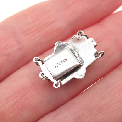 925 Sterling Antique Rhinestone Bracelet / Necklace Box Lock (missing 3 stones)