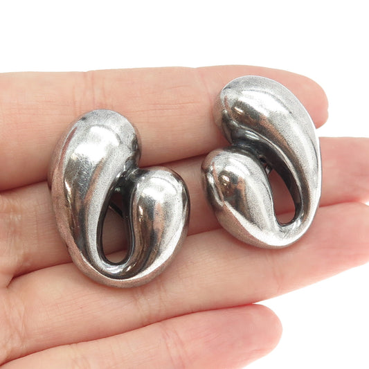 KRYPELL 925 Sterling Silver Vintage Modernist Omega Back Earrings