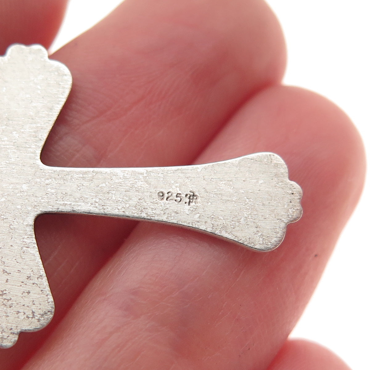 925 Sterling Silver Vintage Cross Religious Oxidized Charm Pendant