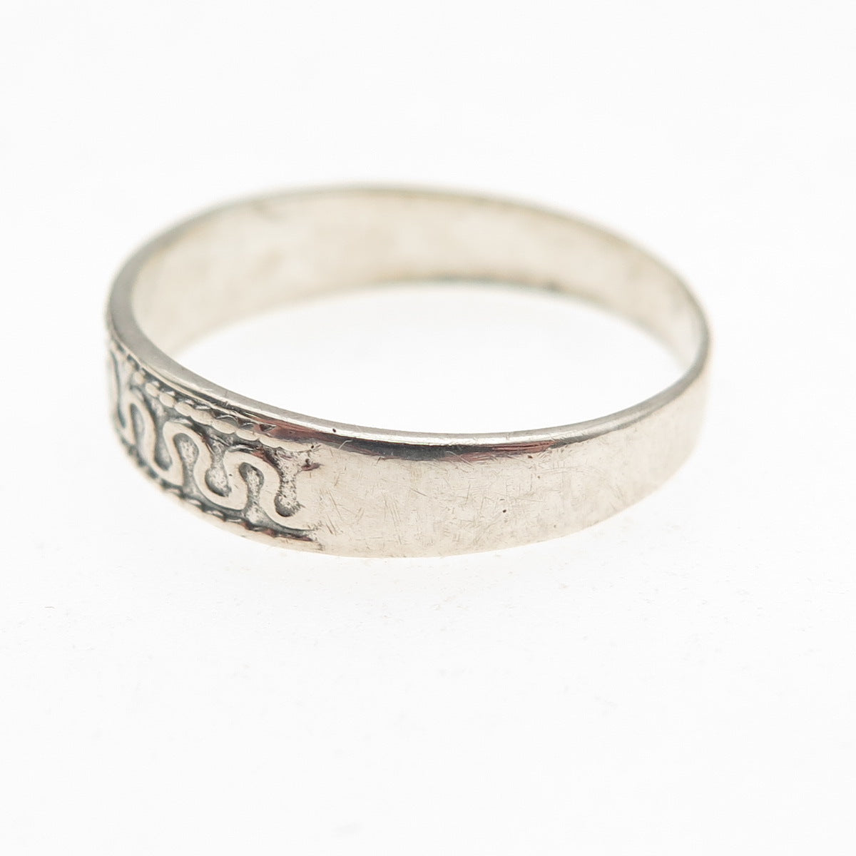 925 Sterling Silver Vintage Zig Zag Oxidized Band Ring Size 9