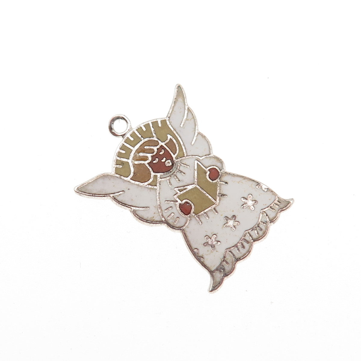 Danecraft 925 Sterling Silver Antique Art Deco Enamel Angel Mini Charm Pendant