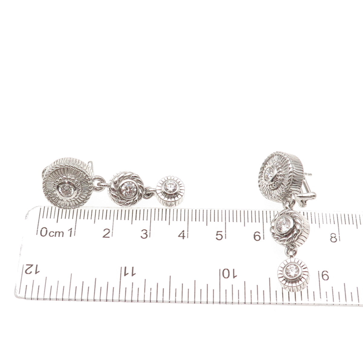 Judith Ripka 925 Sterling Silver Round-Cut C Z Omega Back Dangle Earrings