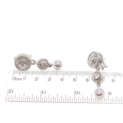 Judith Ripka 925 Sterling Silver Round-Cut C Z Omega Back Dangle Earrings