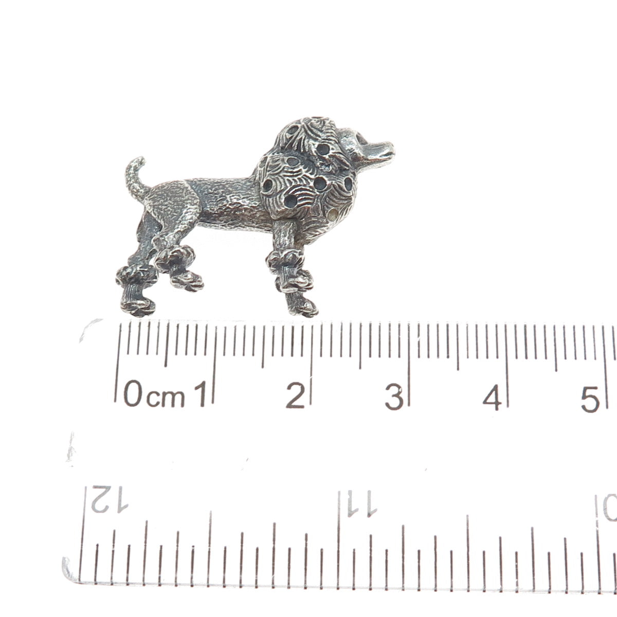 925 Sterling Silver Vintage Poodle Dog Oxidized 3D Miniature