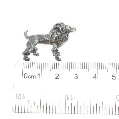 925 Sterling Silver Vintage Poodle Dog Oxidized 3D Miniature
