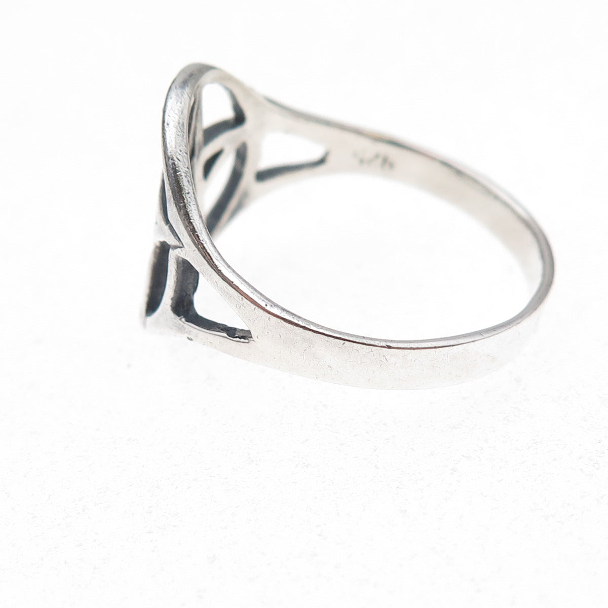 925 Sterling Silver Vintage Pentagram Oxidized Ring Size 13