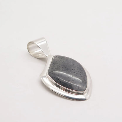 925 Sterling Silver Vintage Jay King Desert Rose Real Fossil Abstract Pendant