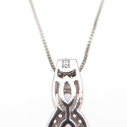 Chuck Clemency 925 Sterling Real Tanzanite & White Topaz Box Chain Necklace 18"