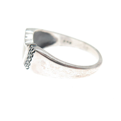 925 Sterling Silver Vintage Real Mother-of-Pearl Heart Ring Size 5.25