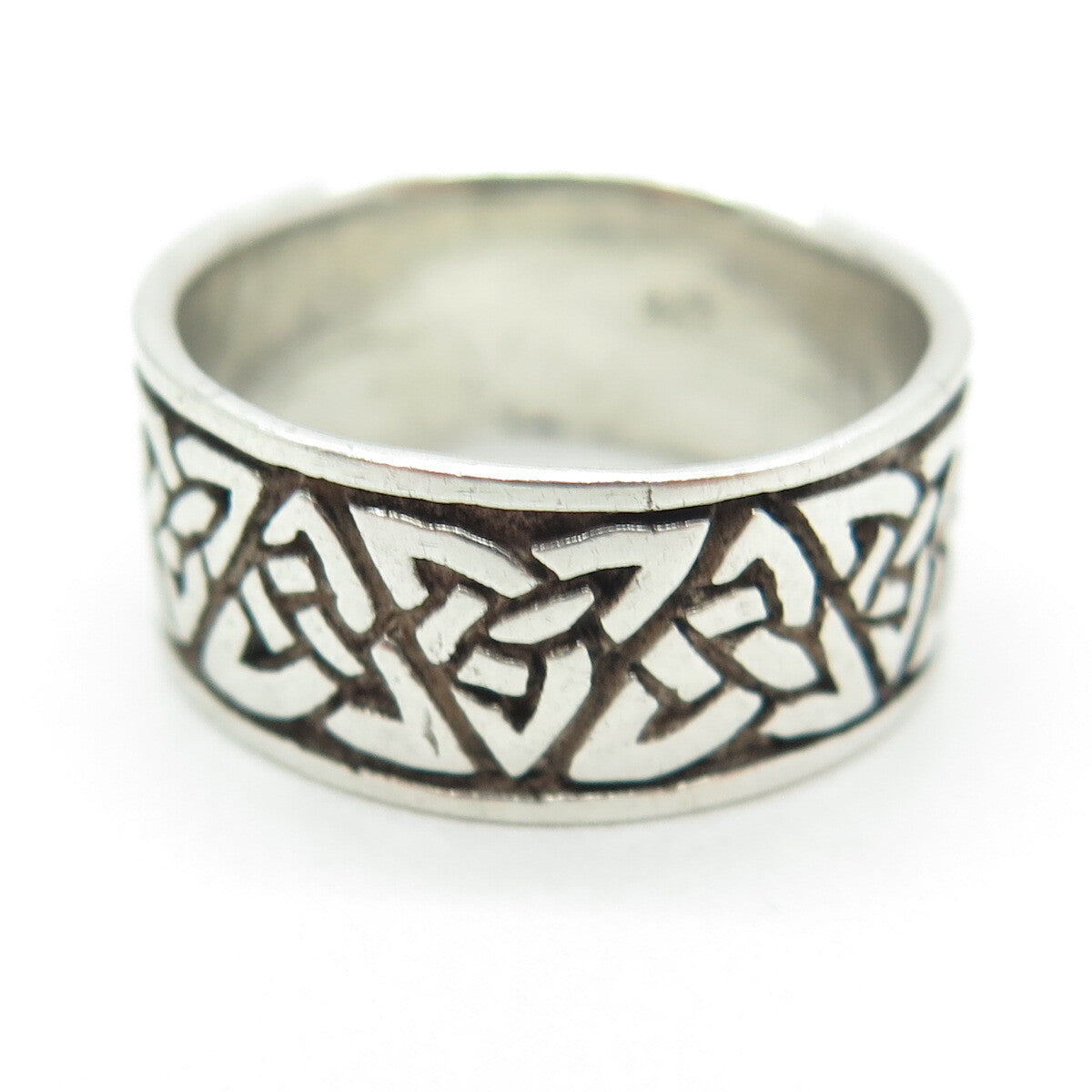 925 Sterling Silver Vintage Celtic Knot Oxidized Band Ring Size 8.75