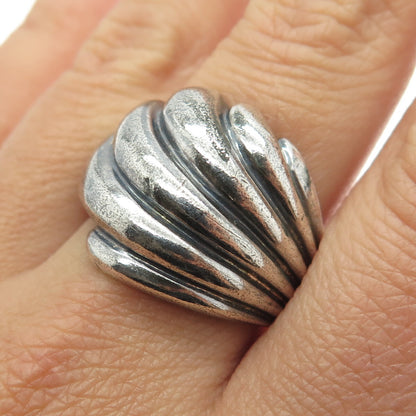 CHAPAL ZENRAY 925 Sterling Silver Vintage Modernist Oxidized Ring Size 9.75