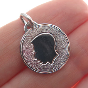 A & Z 925 Sterling Silver Vintage Boy's Face Profile Minimalist Charm Pendant
