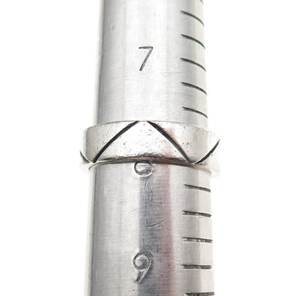 925 Sterling Silver Vintage Zig Zag Oxidized Band Ring Size 8