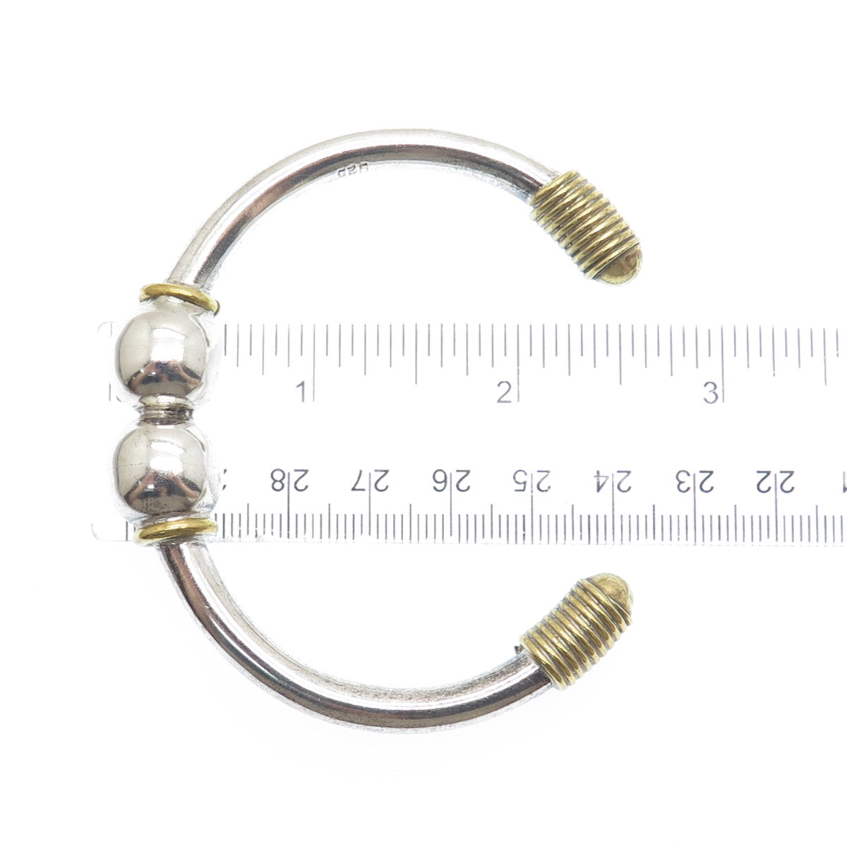 925 Sterling Silver 2-Tone Vintage Mexico Modernist Adjustable Bracelet 7.25"