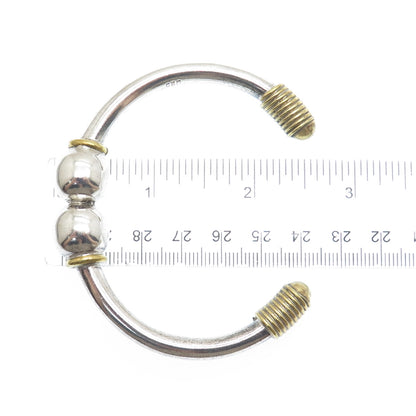 925 Sterling Silver 2-Tone Vintage Mexico Modernist Adjustable Bracelet 7.25"