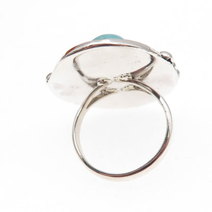 Old Pawn 925 Sterling Silver Vintage Southwestern Turquoise Tribal Ring Size 6