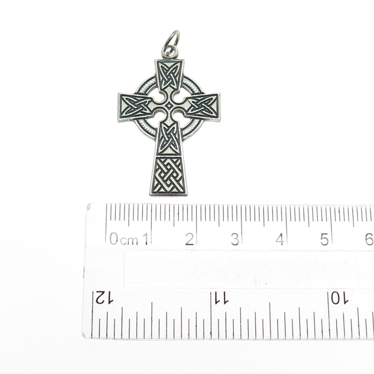 CHAPEL 925 Sterling Silver Vintage Celtic Cross Oxidized Charm Pendant
