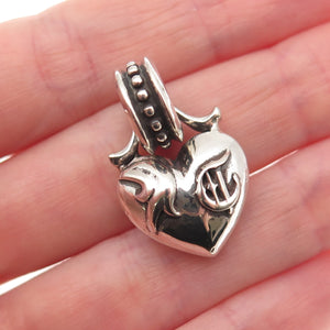 Chrome Hearts 925 Sterling Silver Vintage Heart Oxidized Pendant