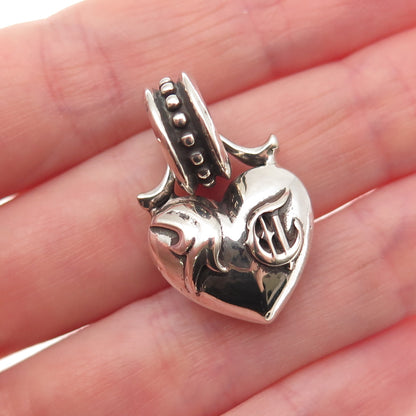 Chrome Hearts 925 Sterling Silver Vintage Heart Oxidized Pendant