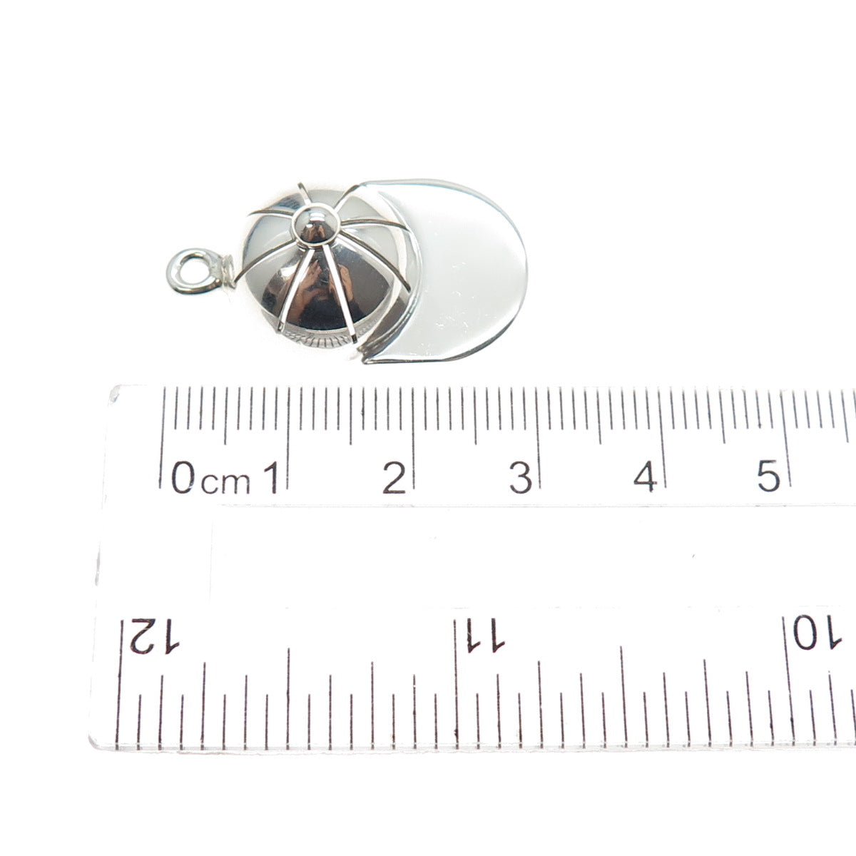 925 Sterling Silver Vintage Baseball Cap 3D Charm Pendant