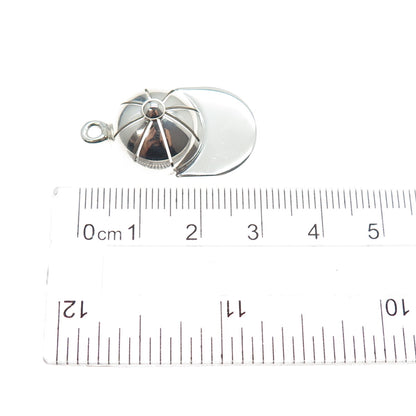 925 Sterling Silver Vintage Baseball Cap 3D Charm Pendant