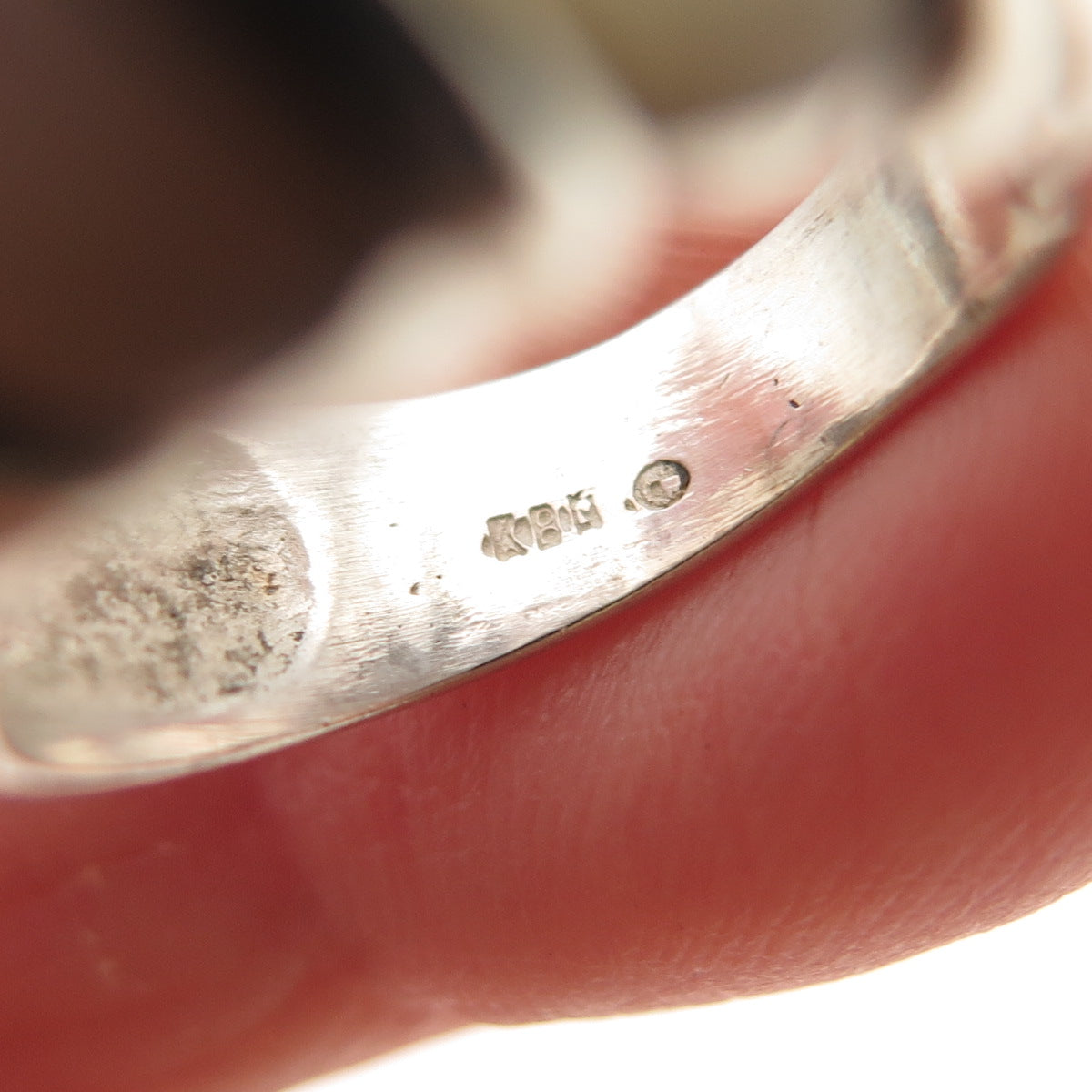 KABANA 925 Sterling Silver Vintage Real MOP Modernist Ring Size 5