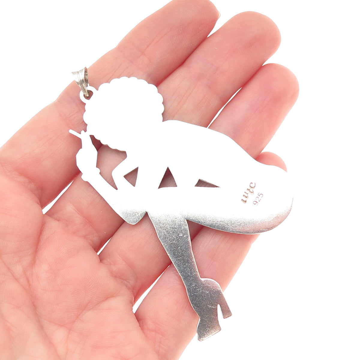 White Trash Charms 925 Sterling Silver 60's Afro Pin-up Girl Pendant