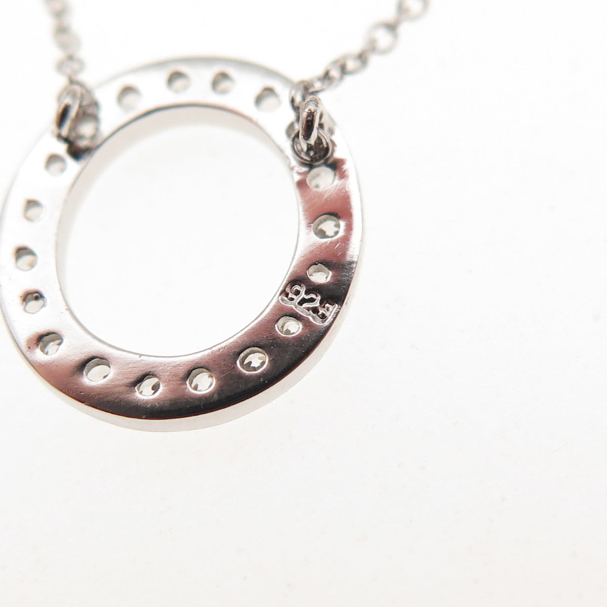 925 Sterling Silver Round-Cut C Z Letter O Initial Cable Chain Necklace 18-20"