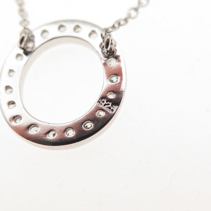 925 Sterling Silver Round-Cut C Z Letter O Initial Cable Chain Necklace 18-20"