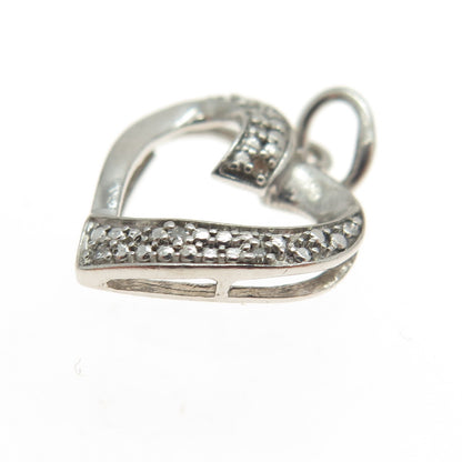 JANE SEYMOUR 925 Sterling Silver Real Round-Cut Diamond Heart Charm Pendant