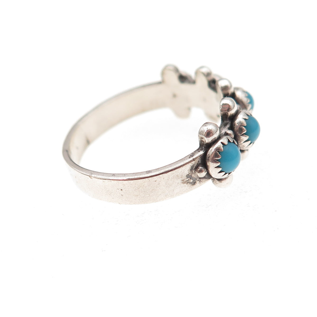 Bell Trading Post Old Pawn Sterling Vintage Turquoise Snake Eye Ring Size 5.5