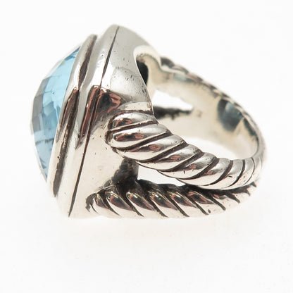 David Yurman 925 Sterling Silver Vintage Real Blue Topaz Ring Size 6