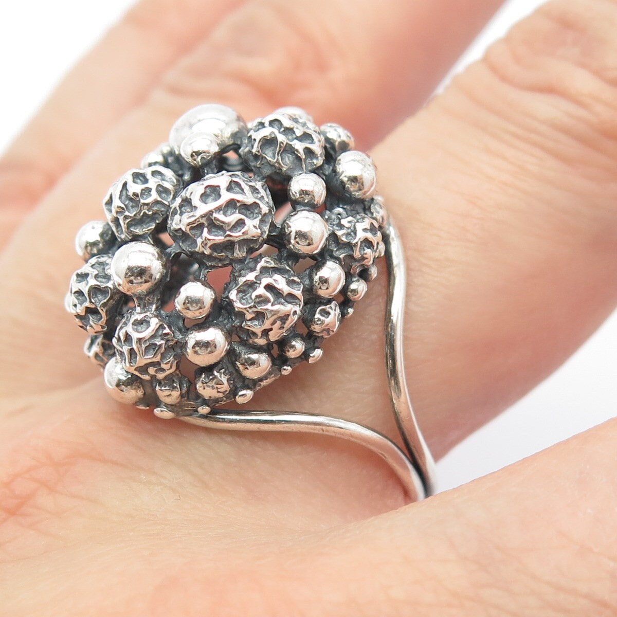925 Sterling Silver Vintage BEAU Modernist Adjustable Ring Size 8.5