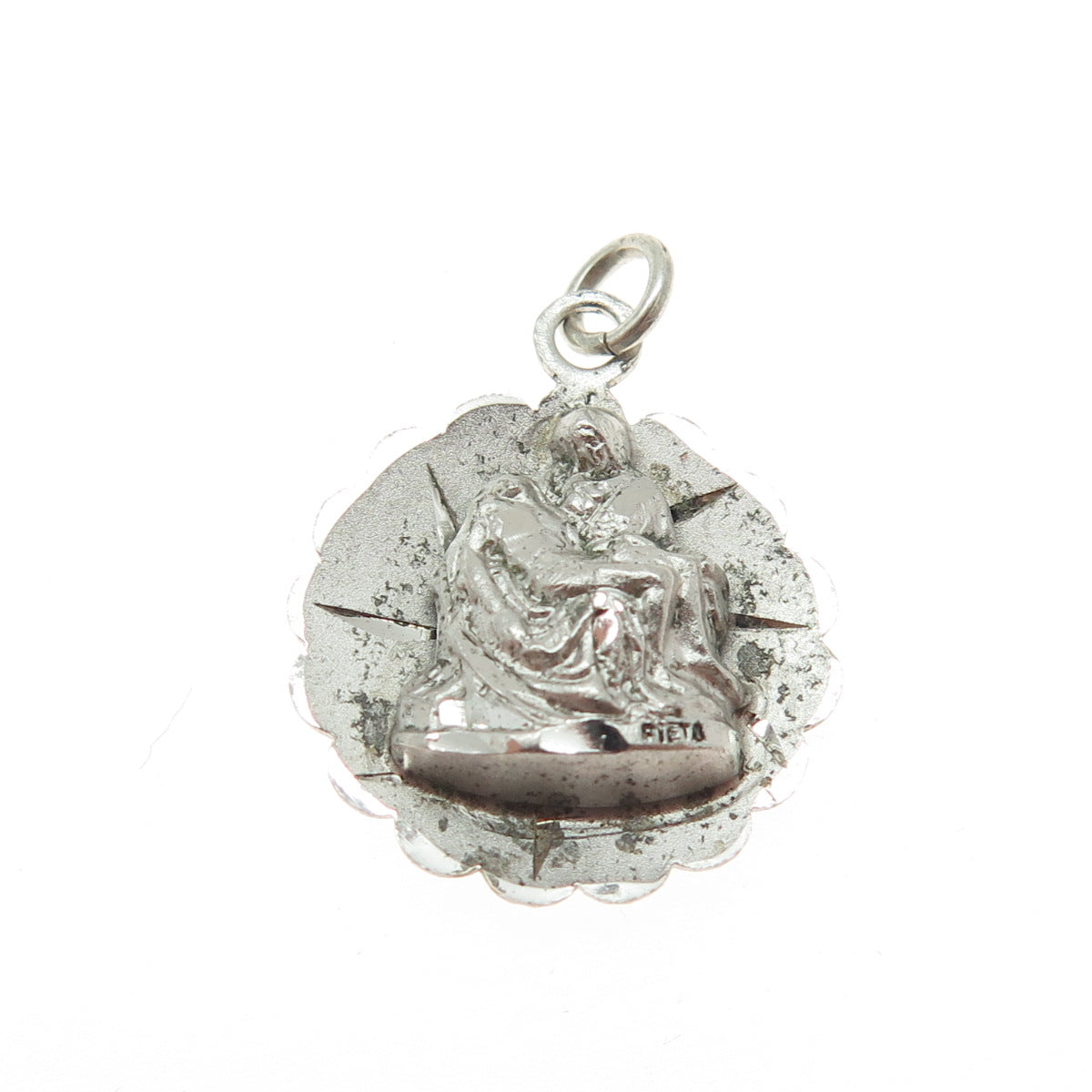 CATAMORE 925 Sterling Antique NY World's Fair Pieta Medal Religious Pendant