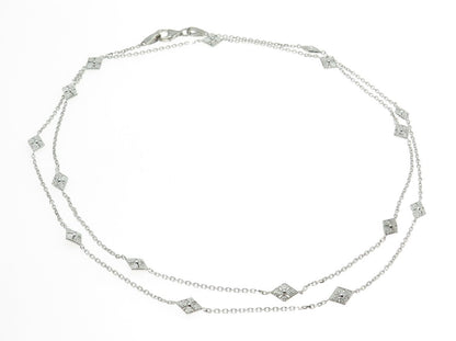 925 Sterling Silver Rhombus By The Yard Long Chain Necklace 36"