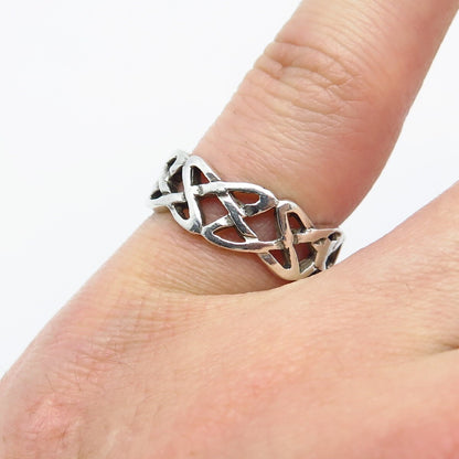 925 Sterling Silver Vintage Celtic Band Ring Size 6