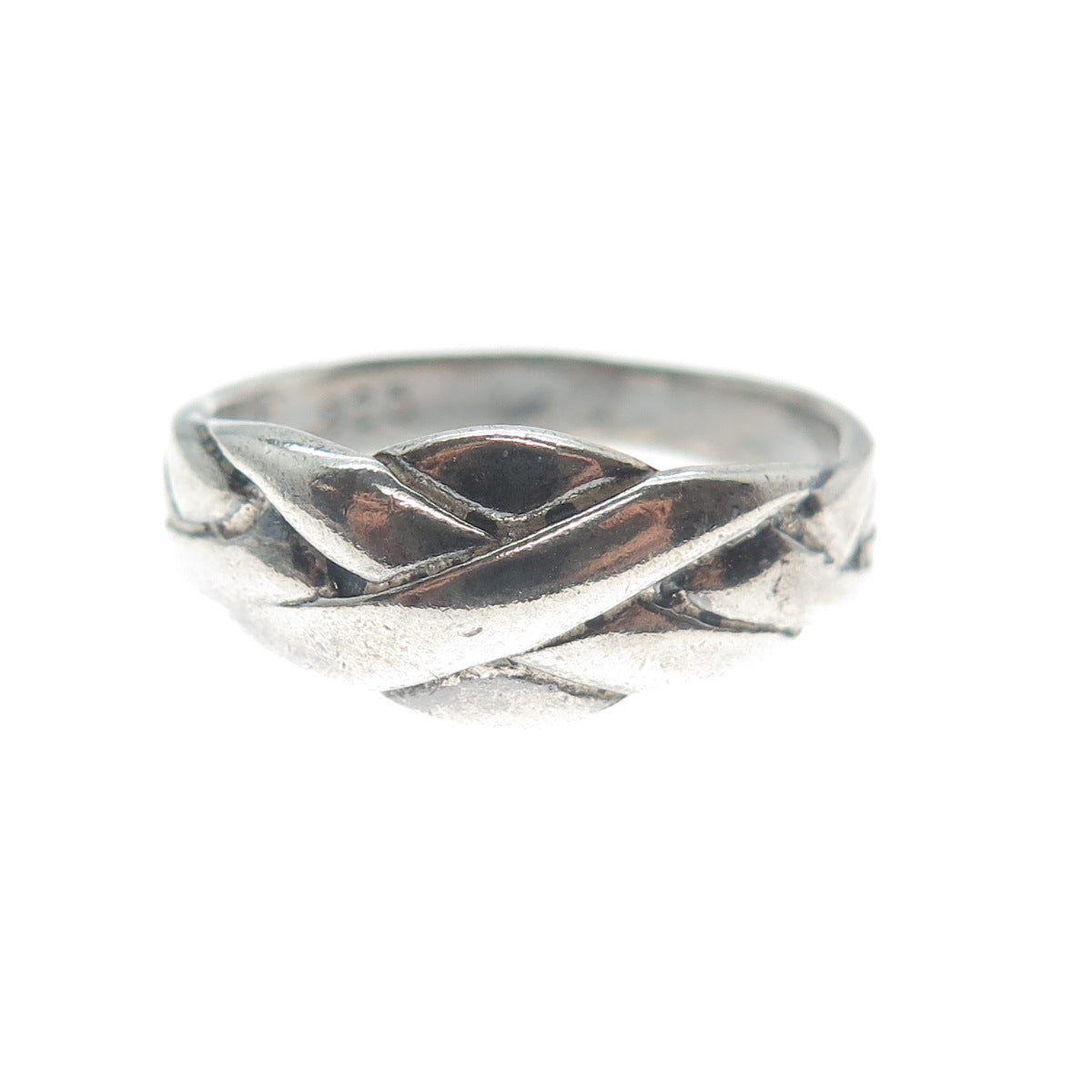 CELLINI 925 Sterling Silver Vintage Crisscross Oxidized Ring Size 6.25