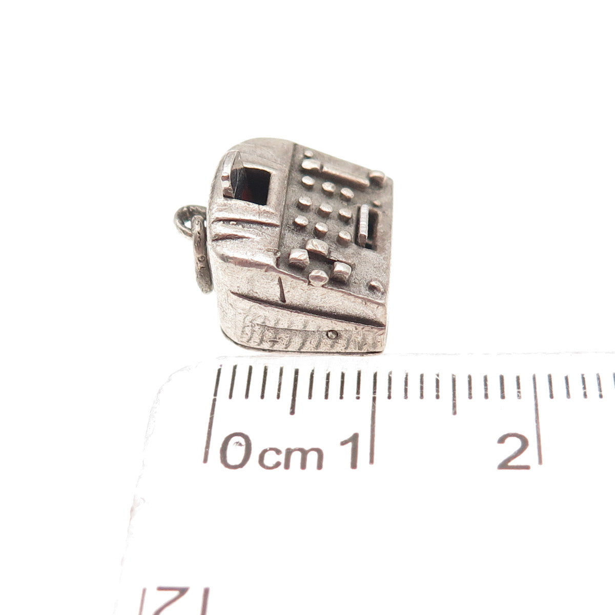 Wells Sterling Silver Antique Art Deco Mechanical Cash Register 3D Mini Pendant
