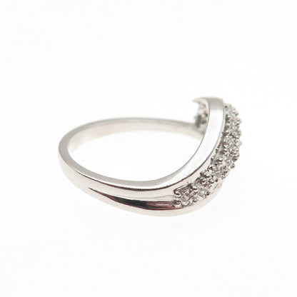 925 Sterling Silver Round-Cut C Z Modernist Overlap Ring Size 7