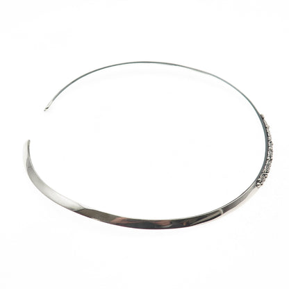 Sajen 925 Sterling Silver Vintage Modernist Swirl Choker Necklace 14-16"
