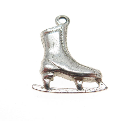 925 Sterling Silver Vintage Ice Skating Shoe 3D Charm Pendant