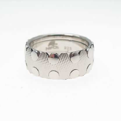 NEOS 925 Sterling Silver Textured Dotted Band Ring Size 7.75