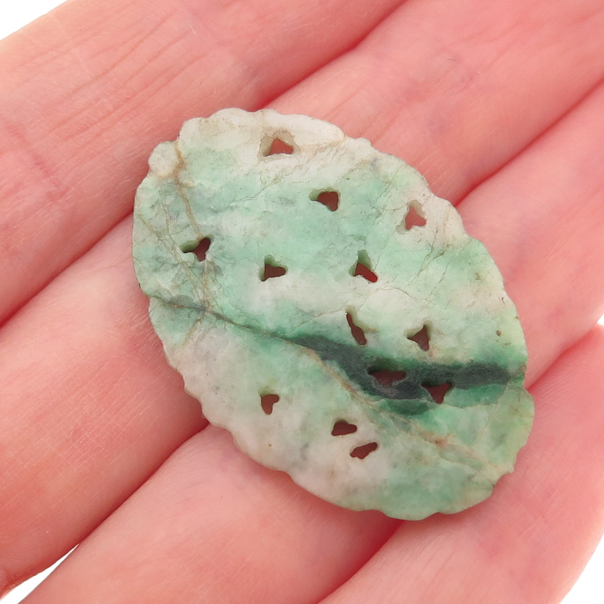 Antique China Real Carved Jade Floral for Pin Brooch / Pendant
