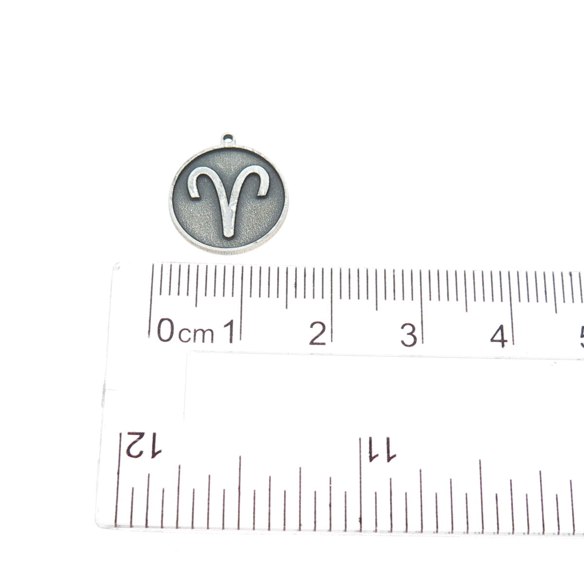 TOKEMOTI 925 Sterling Silver Aries Zodiac Sign Oxidized Minimalist Charm Pendant