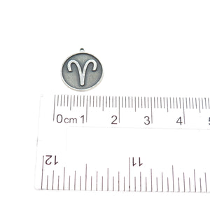 TOKEMOTI 925 Sterling Silver Aries Zodiac Sign Oxidized Minimalist Charm Pendant