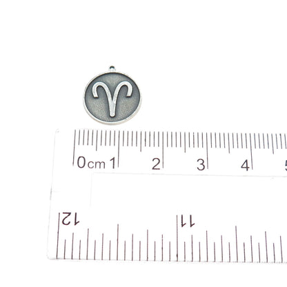 TOKEMOTI 925 Sterling Silver Aries Zodiac Sign Oxidized Minimalist Charm Pendant
