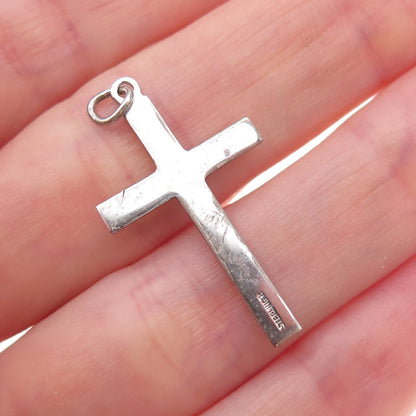 Tru-Kay 925 Sterling Silver Antique Art Deco Cross Charm Pendant